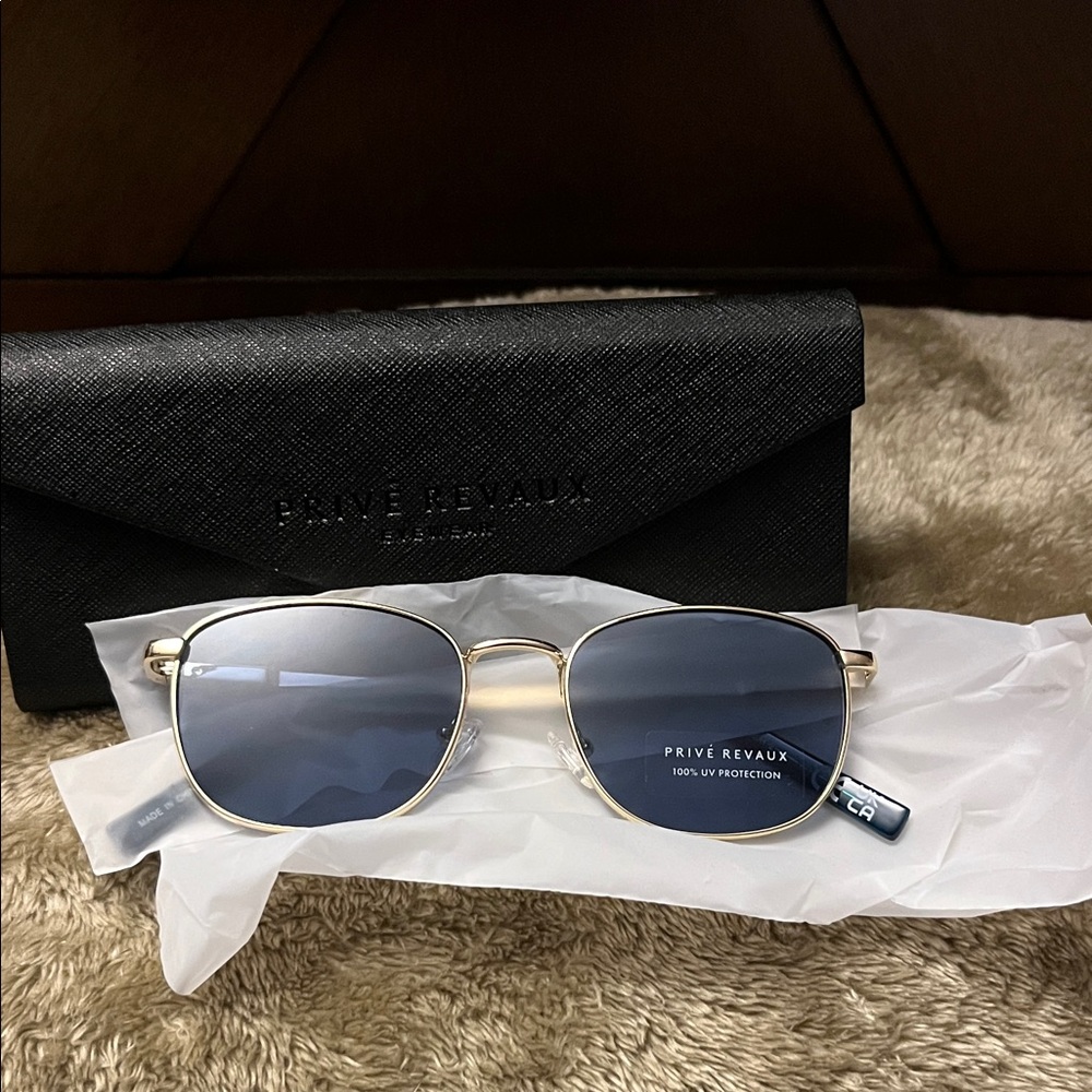 Privé Revaux Gold and Blue Sunglasses